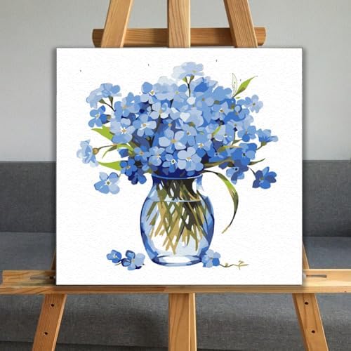 JUJUHOOD Blue Daisy Flower Paint by Numbers Kit for Adults Beginner & Kids Ages 8-12, Easy Paint by Number Without Easel, Simple Paint by Numbers for Gift Home Wall Decor (10x10Inch) - Image 5