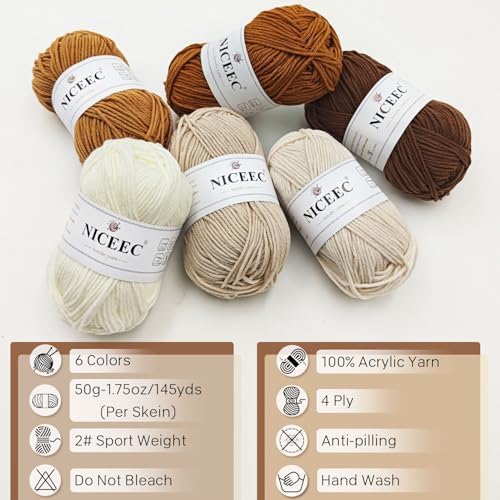 NICEEC 300g Soft Assorted Colors Yarn 100% Acrylic 870yds -Series 15 - Image 4