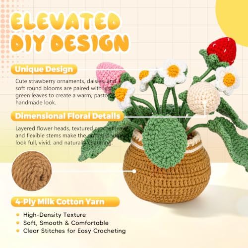 Crochet Kit for Beginners, Crochet Plant Kit,Knitting Kit(Strawberry) - Image 7