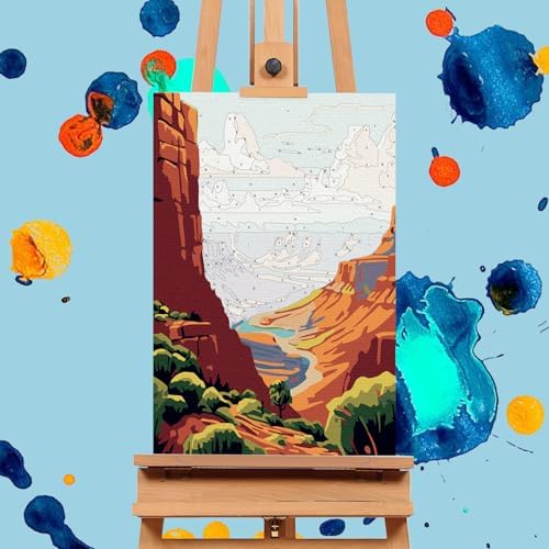 4 Pack Framed Paint by Numbers Kit for Adults with Wooden Easel, 8x12 Inch - Image 5