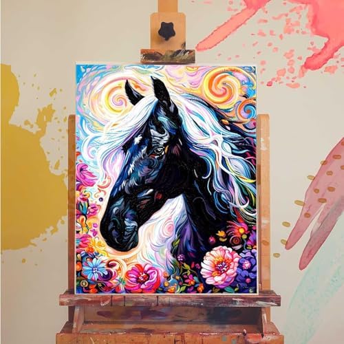Paint by Numbers Kit for Adults Beginner, Animal Paint by Numbers Horse, DIY Easy Acrylic Watercolor Oil Painting Kit with Brushes, Arts and Crafts for Adult for Home Wall Decor, Gifts 12x16 in 9-42 - Image 3
