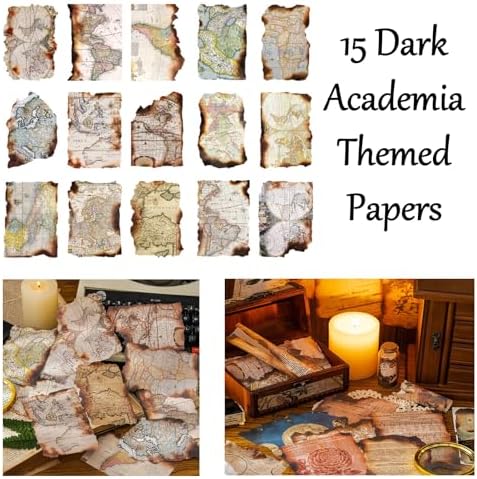Vintage Aesthetic Scrapbook Supplies Kit with Scrapbook Paper, Stickers, Bookmarks for Scrapbooking, DIY Albums, Junk Journals, Bullet Journals, Dark Academia Aesthetic Decor (Dark1 129 Pcs) - Image 4