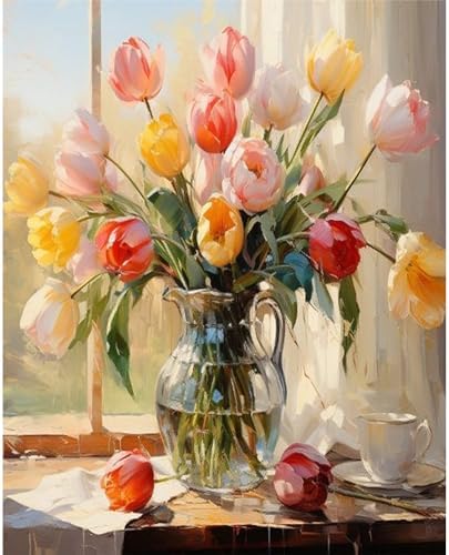 Arttoplus Flower Paint by Numbers Kit for Adults Canvas 16x20inch by Arttoplus