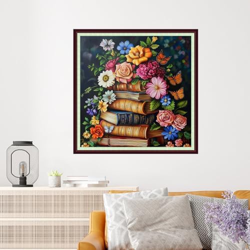 Dooxvey Cross Stitch Kits for Adults Beginners,Full Range of Cross-Stitch Stamped Kits Needlepoint Kits for Beginners Embroidery Kits 11CT Cross Stitch Patterns-Book Colorful Flowers 18x18 inch - Image 2