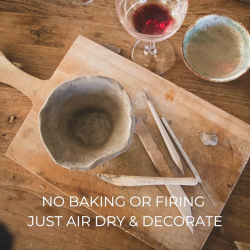at Home DIY Beginner Pottery Kit for Adults with Instructions and Online Tutorials, Air Dry Sculpting Clay, Tool Kit, Base Coat and Sealant for Date Night or Hobbist - Image 4