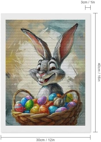 Fantasy Easter Bunny Diamond Drawing Art Kit for Adults Colorful Eggs DIY Diamond Art Painting for Beginners Full Drill Round Gem Art Painting for Crafts Home Wall Decor - Image 2