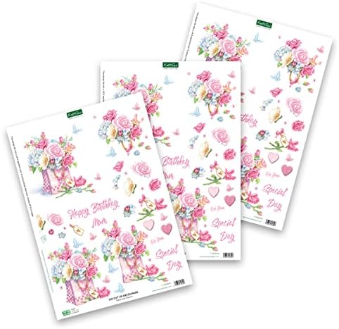 Katy Sue Designs Floral Collection 3D Die-Cut Decoupage Sheets for Card Making. A Pack of 12 Sheets of Floral-Themed Die Cuts for Card Making Supplies or Scrapbooking - Image 5
