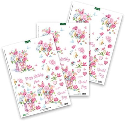 Katy Sue Designs Floral Collection 3D Die-Cut Decoupage Sheets for Card Making. A Pack of 12 Sheets of Floral-Themed Die Cuts for Card Making Supplies or Scrapbooking - Image 5