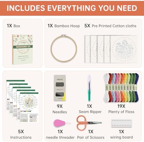 CYANFOUR 5 Pack Beginner Embroidery Kit for Adults with Video & Instruction - Image 2