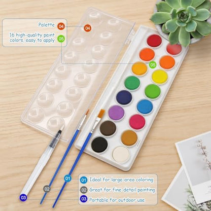 Watercolor Workbook for Adults – Watercolor Coloring Book with 14 Watercolor Paintings, 16 Colors, 3 Brushes & Color Mixing Guide – Large 200GSM Paper for Beginners & Art Enthusiasts - Image 5