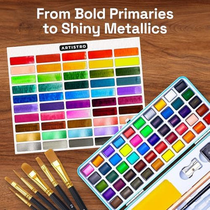 ARTISTRO Vivid Watercolor Paint Set with Palette & Brush Pens - Image 3