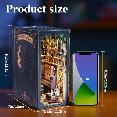DIY Book Nook Kit Magic - Wizard and Cat Book Nook Kits for Adults, 3D Wooden Puzzle Miniature Fantasy Witch Potion Room Theme Bookshelf Decor, Creative DIY Craft for Teens - Image 2