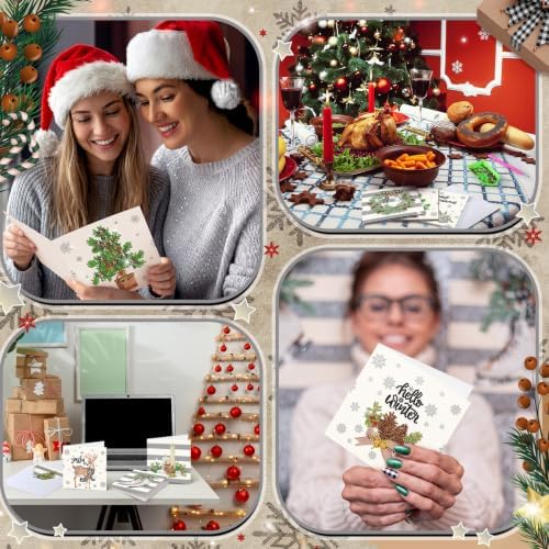 Saillong 12 Pack Neutral Christmas Diamond Painting Greeting Card Kits DIY Gray Christmas Diamond Art Cards with Envelopes Xmas 5D Rhinestones Painting Kit for Adults DIY Craft Family Friend Xmas Gift - Image 5