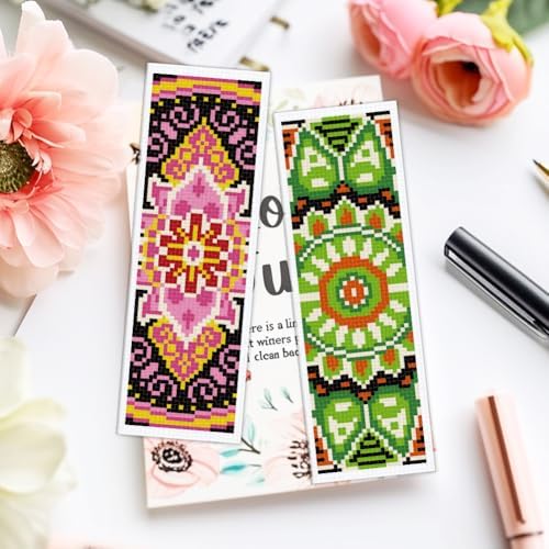 ACRNIGHEET 6PCS Cross Stitch Bookmark Kit for Beginner Mandala Stamped Cross Stitch Kits for Adults DIY Embroidery Bookmark Kits Crossstitch Kits Adult with Instructions Hand Craft Gift 11CT - Image 6