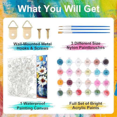 ZTOTZ Sunflower Paint by Numbers kit for Adults, Sunflower Paint by Numbers Adults Canvas Without Frame, DIY Flower Painting by Numbers for Gift Home Wall Decor(16x20inch) - Image 5