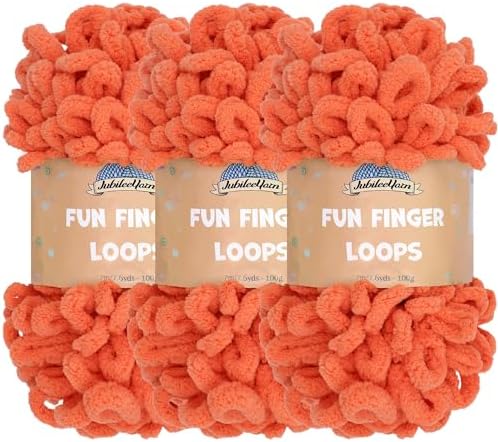 JubileeYarn Fun Finger Loops Yarn - Living Coral - 3 Skeins by BambooMN