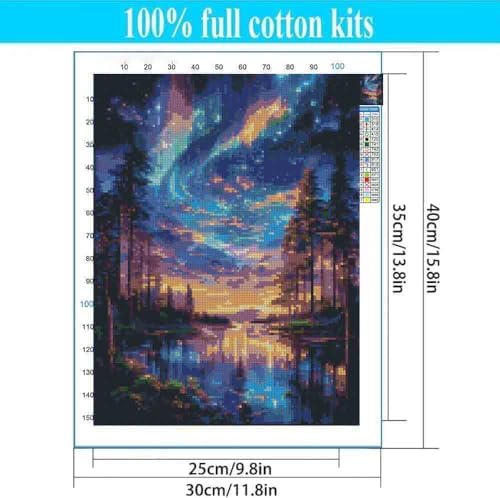Tiwabb Aurora Starry Night Stamped Cross Stitch Kits for Adults Beginners - Image 5