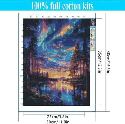 Tiwabb Aurora Starry Night Stamped Cross Stitch Kits for Adults Beginners - Image 5
