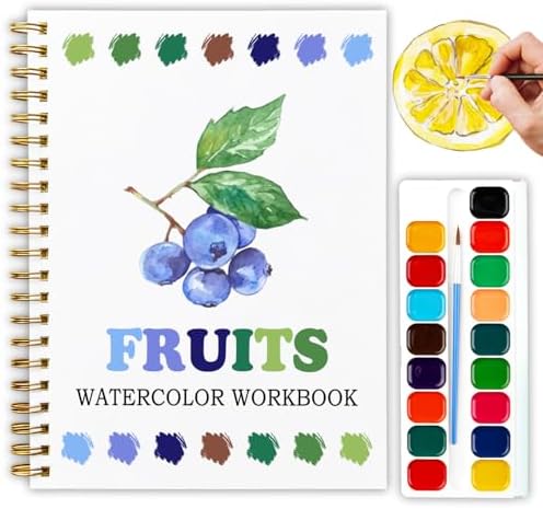Fruit-Themed Watercolor Workbook, Water Coloring Book, 12 Different Patterns of DIY Designs, Summer Fruit Painting Book for Beginners, Stress Relieving and Relaxing Art Gift (Fruit) by Unknown