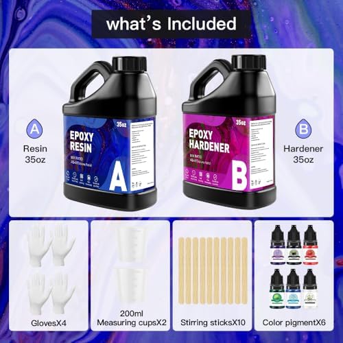 Epoxy Resin Kit 70OZ - No Yellowing & Less Bubble 2 Part Epoxy Resin for Beginners, 1:1 Ratio Art Resin for Wood Casting, Jewelry Making, Art Crafting & Countertop Coating (35OZ×2) - Image 5