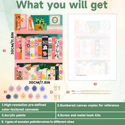 ICYANART Paint by Numbers for Adults Framed, Book Number Painting 8x12In - Image 4