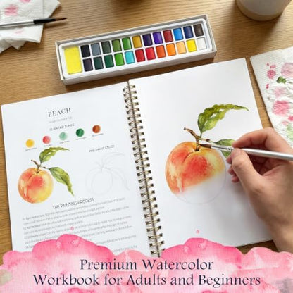 Watercolor Workbook for Beginners,18 Fresh Fruits Water Coloring Book,Relaxing & Easy to Paint Water Coloring Book with 24 Colors-Perfect for Gifting to Creativity & Joy for Adults - Image 5
