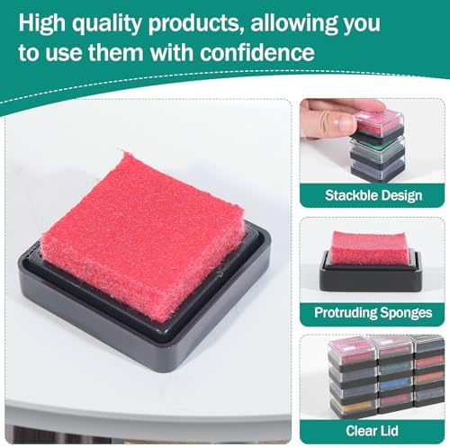 CraftyManor Mini Smudge Ink Pads for Stamps, Water Based Halo Dye Stamp Pad for Scrapbooking, DIY Craft Scrapbook Supplies for Adults (12 Colors) - Image 5