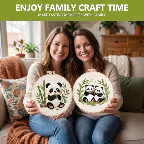 Santune Beginners Embroidery Kit for Adult Needlepoint Cross Stitch Kits Needle Point Sets with Panda Embroidery Patterns, Includes Step-By-Step Instructions and Accessories - Image 5