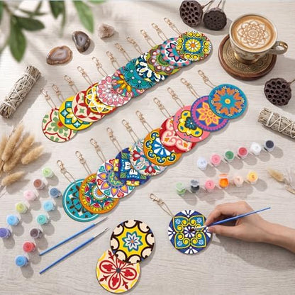 Trnayi 24 Pcs Paint by Numbers Keychains, 12 Mandala Designs for Adults - Image 2