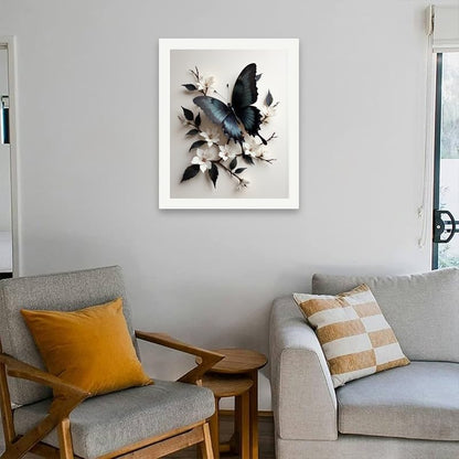 TAOPAOLAB Nature Paint by Numbers Kit for Adults - DIY Black Butterfly and White Flowers Painting on Canvas 16x20 Inches, Acrylic Paint Set, Suitable for Beginners, Wall Art for Home Decoration/Gifts - Image 4