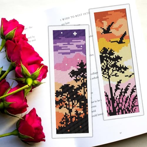 ORIGACH 6 Set Sunset Mountain Silhouette Cross Stitch Bookmark Kit - Image 5