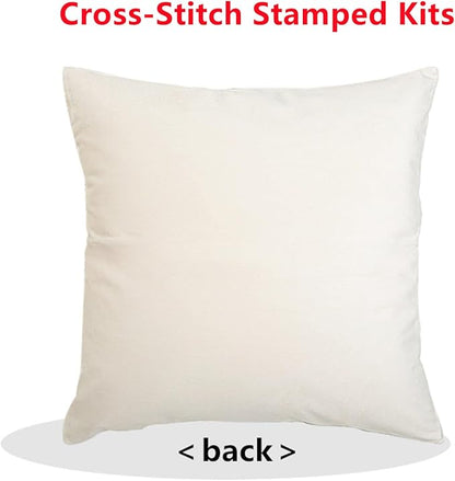 Lovxvouy Pillow Cross Stitch Kits for Adults Beginners-Preprinted Needlepoint Kit Stamped Crossstitching Kits 11CT Cross-Stitch Kit Stitches Kit Embroidery Kits-Seaside Steed 18x18 inchs