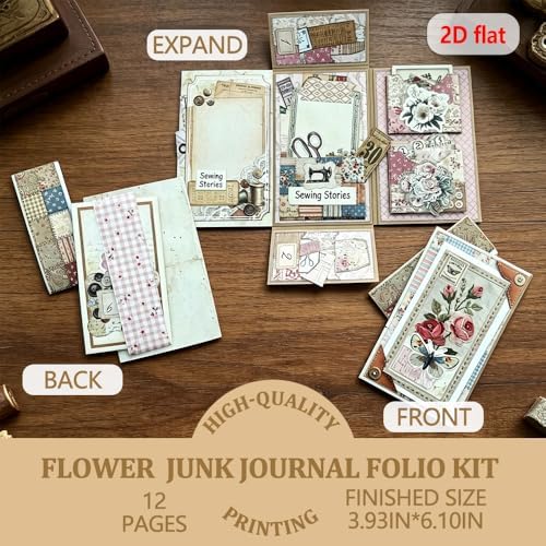 XINPOCUT Sweet Love Folio,Assembly kit mini Project,Folio Booklet Craft Kit, Junk Journal Kit, Scrapbooking Supplies, Journaling Decor, Mini Folio Writer Folder Project, Arts & Crafts Gifts - Image 2