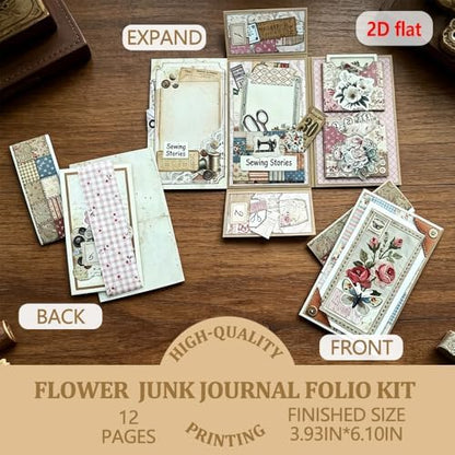 XINPOCUT Sweet Love Folio,Assembly kit mini Project,Folio Booklet Craft Kit, Junk Journal Kit, Scrapbooking Supplies, Journaling Decor, Mini Folio Writer Folder Project, Arts & Crafts Gifts - Image 2