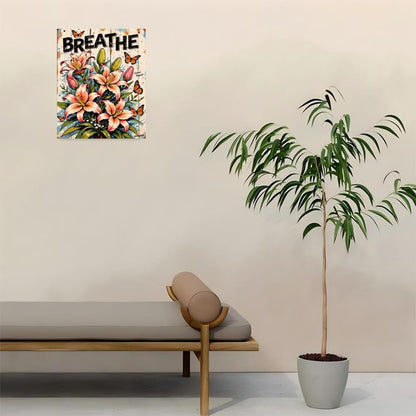 Sceorixa Breathe Lily Paint by Numbers Kit for Adults - Inspirational Quote Painting on Canvas, Acrylic Paint Set, Suitable for Beginners, Art for Home Decoration or Gifts(16X20IN Framed) - Image 4