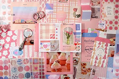 Draupnir Pink Cute Kawaii Aesthetic Scrapbook Kit(348pcs), Bullet Junk Journal Kit with Journaling/Scrapbooking Supplies, Stationery,A6 Grid Notebook with Graph Ruled Pages DIY Gift for Teen Girl - Image 5