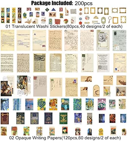 Esweny 200PCS Vintage Scrapbooking Supplies Kit for Journaling, Junk Journal Planners Aesthetic Cottagecore Room Decor Wall Art Collage Album(Artistic) - Image 2