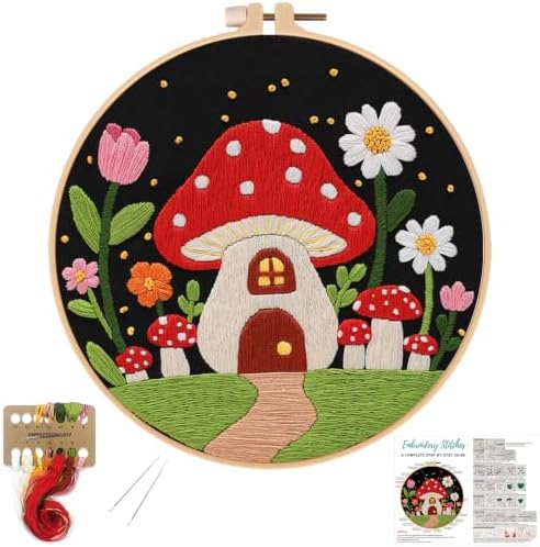 Louise Maelys Embroidery Kit for Beginners, Mushroom House Pattern by LouiseMaelys