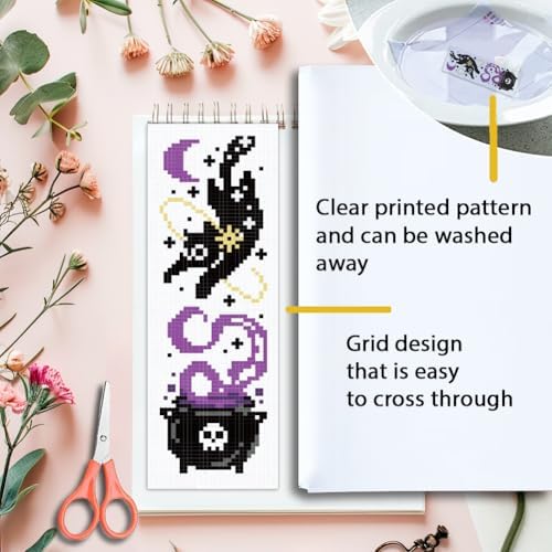 ORIGACH 6 Set Skull Cat Cross Stitch Bookmark Kit for Beginner - Image 3