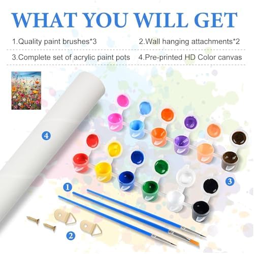 HITIRECOVI Wild Flowers Paint by Numbers Kits for Adults,Flower Paint by Numbers Kits,Adult Paint by Number Kits on Canvas Flowers,Home Wall Decor(16x20in) - Image 5