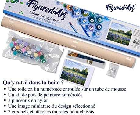 Figured'Art Paint by Numbers for Adults Countryside Field and Blue Flowers 16"x20" - Craft Art Painting DIY Kit Rolled Canvas Without Frame - Image 5