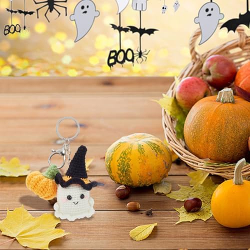 ORIGACH 4 Pcs Halloween Ghost and Mini Pumpkin Crochet Kit for Beginners, DIY Crochet Kit for Adults, Complete Crochet Keychain Set with Step by Step Video Tutorial for Halloween Parties Gatherings - Image 4