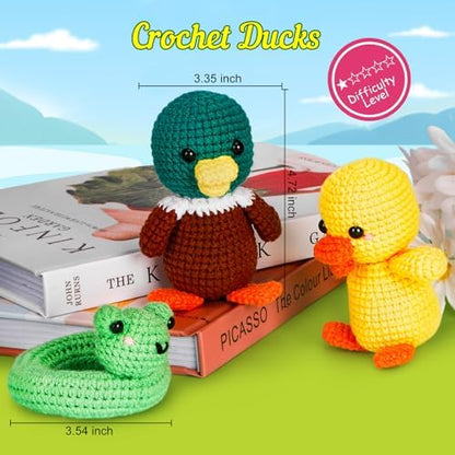 ekaus Crochet Kit for Beginners, Crochet Kit with Step-by-Step Video Tutorials, Crochet DIY Knitting Supplies for Adults, Crochet Ducks(45%+ Yarn) - Image 3