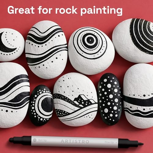 ARTISTRO Black Dual-Tip Acrylic Paint Marker Pens - Set of 12 - Image 7