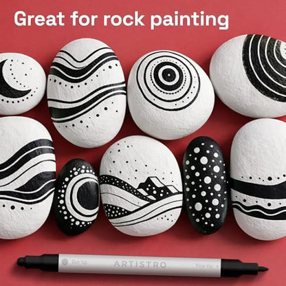 ARTISTRO Black Dual-Tip Acrylic Paint Marker Pens - Set of 12 - Image 7