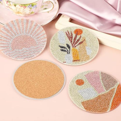 UPINS 8Pcs Boho Diamond Art Painting Coasters for Drinks - Image 4