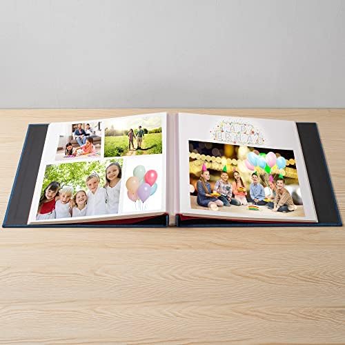 Blue Photo Album Self Adhesive Scrapbook Album for 4×6 Photos/Pictures DIY Linen Cover Album 15 Sheets/30 Blank Pages for Family Wedding, Birthday, Christmas, Anniversary - Image 2
