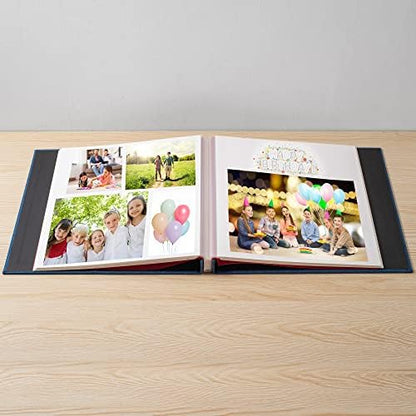 Blue Photo Album Self Adhesive Scrapbook Album for 4×6 Photos/Pictures DIY Linen Cover Album 15 Sheets/30 Blank Pages for Family Wedding, Birthday, Christmas, Anniversary - Image 2