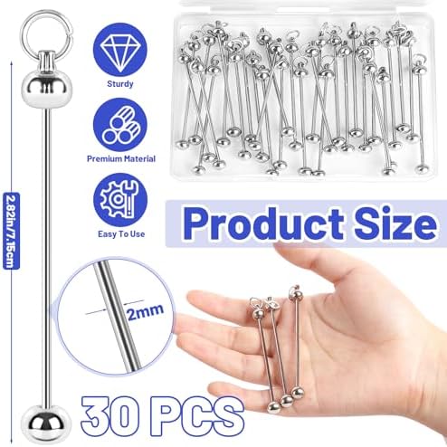 30 Pack Beadable Keychain Bars DIY Blank Beadable Keychains - Image 2