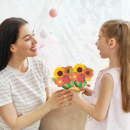 BeYumi Fall Flower Bouquet Craft - 168Pcs Fall Flower Bouquet Craft Kit for Kids Make Your Own Thankful Florals Kit Autumn Thanksgiving Appreciation DIY Gift Set School Classroom Home Fun Activities - Image 6